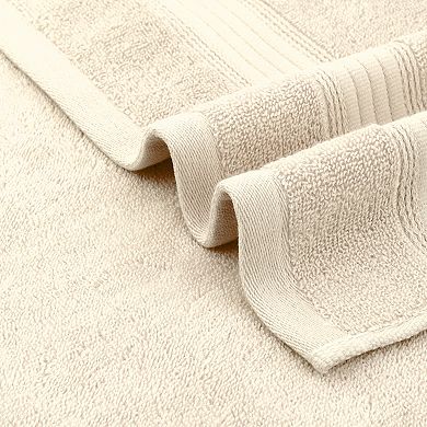 Solid Striped Hand Towel Set 13" x 29" Cotton Soft Absorbent Towels for Bath, Hotel, Spa 2 Pack