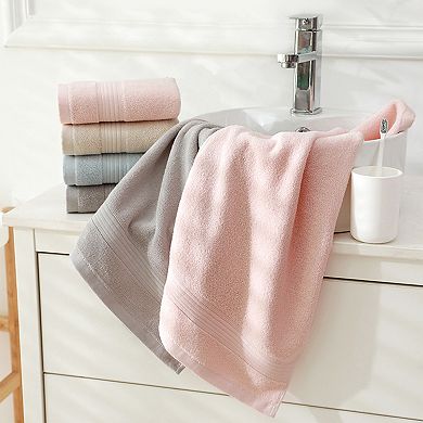 Solid Striped Hand Towel Set 13" x 29" Cotton Soft Absorbent Towels for Bath, Hotel, Spa 2 Pack
