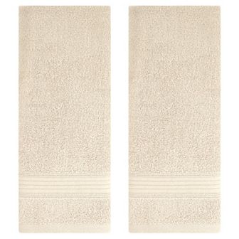 Solid Striped Hand Towel Set 13" x 29" Cotton Soft Absorbent Towels for Bath, Hotel, Spa 2 Pack
