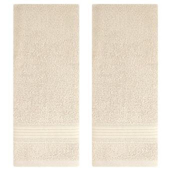 Solid Striped Hand Towel Set 13" x 29" Cotton Soft Absorbent Towels for Bath, Hotel, Spa 2 Pack