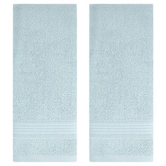 Solid Striped Hand Towel Set 13" x 29" Cotton Soft Absorbent Towels for Bath, Hotel, Spa 2 Pack