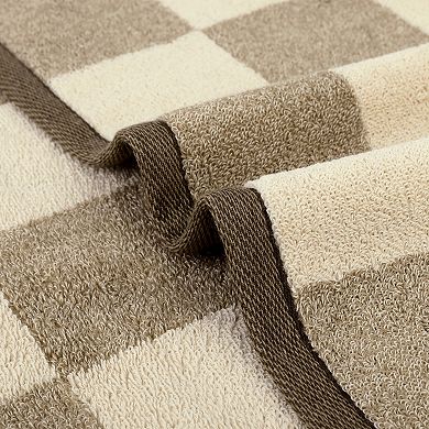 Bathroom Checkered Decorative Hand Towel Set 14" x 28", Cotton Face Towels Soft Absorbent 4 Pack