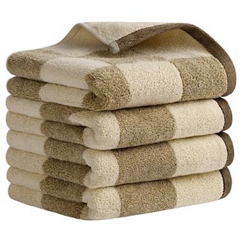 Bathroom Checkered Decorative Hand Towel Set 14" x 28", Cotton Face Towels Soft Absorbent 4 Pack