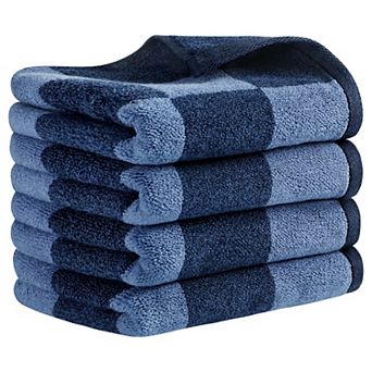 Bathroom Checkered Decorative Hand Towel Set 14" x 28", Cotton Face Towels Soft Absorbent 4 Pack