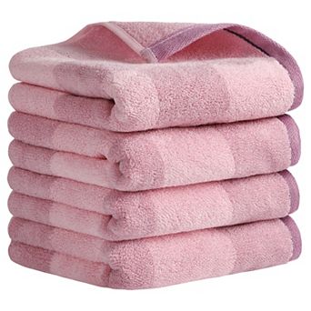 Bathroom Checkered Decorative Hand Towel Set 14" x 28", Cotton Face Towels Soft Absorbent 4 Pack