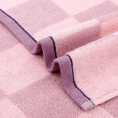 Bathroom Checkered Decorative Hand Towel Set 14" x 28", Cotton Face Towels Soft Absorbent 2 Pack