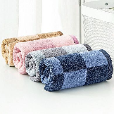 Bathroom Checkered Decorative Hand Towel Set 14" x 28", Cotton Face Towels Soft Absorbent 2 Pack