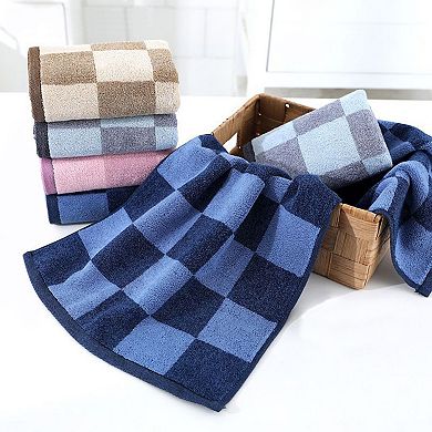 Bathroom Checkered Decorative Hand Towel Set 14" x 28", Cotton Face Towels Soft Absorbent 2 Pack