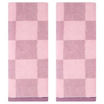 Bathroom Checkered Decorative Hand Towel Set 14" x 28", Cotton Face Towels Soft Absorbent 2 Pack