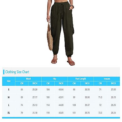 Women's Casual Pants Drawstring Elastic Waist Pants with Pockets Fashion Trousers
