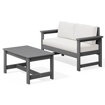 Outdoor Patio HDPE 3-Seat Sofa, 3 Removable Cushions Included