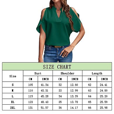 Women V Neck Off Shoulder Short Sleeve T-Shirt Summer Casual Solid Blouse Tops