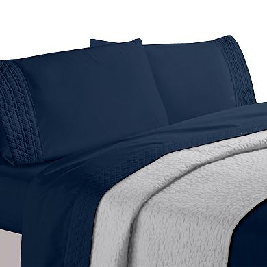 Elegant Comfort Luxurious Embroidered Quilted 4-Piece Bed Sheet Set