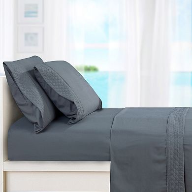 Elegant Comfort Luxurious Embroidered Quilted 4-Piece Bed Sheet Set