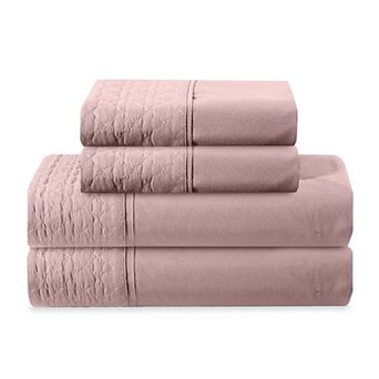 Elegant Comfort Luxurious Embroidered Quilted 4 pc Bed Sheet Set
