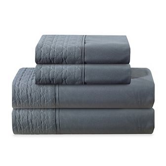 Elegant Comfort Luxurious Embroidered Quilted 4 pc Bed Sheet Set