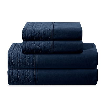 Elegant Comfort Luxurious Embroidered Quilted 4-Piece Bed Sheet Set