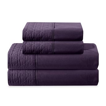 Elegant Comfort Luxurious Embroidered Quilted 4 pc Bed Sheet Set