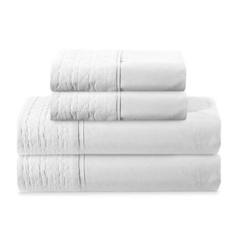 Elegant Comfort Luxurious Embroidered Quilted 4 pc Bed Sheet Set