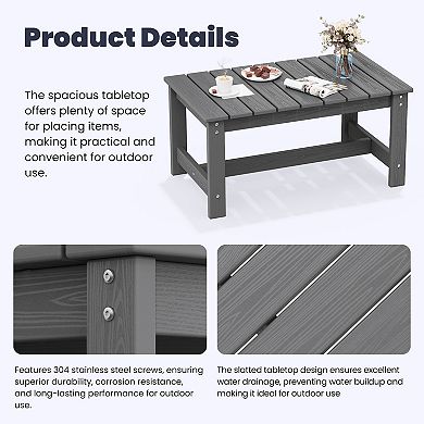 Outdoor Patio HDPE Sectional Sofa & Table Set, Removable Cushions Included