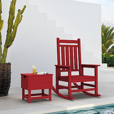 Outdoor Patio Weather Resistant HDPE End & Side Table, Build-in Stainless Steel Cooler Bucket