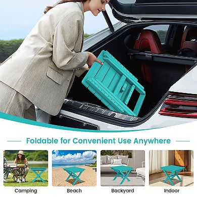 Outdoor Patio HDPE Foldable Side Table, Waterproof & Weather Resistant