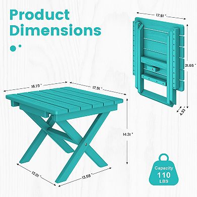 Outdoor Patio HDPE Foldable Side Table, Waterproof & Weather Resistant