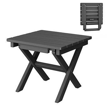 Outdoor Patio HDPE Foldable Side Table, Waterproof & Weather Resistant