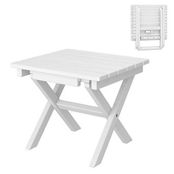 Outdoor Patio HDPE Foldable Side Table, Waterproof & Weather Resistant