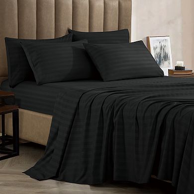 Elegant Comfort Luxury Soft Dobby Stripe Bed Sheet Set
