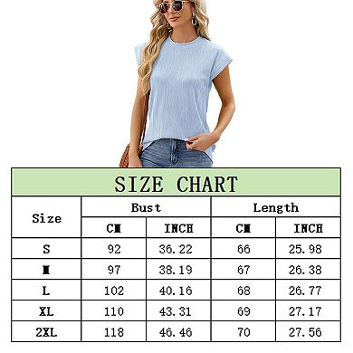 Womens Summer Tops Textured Crewneck Short Sleeve Loose Trendy Basic Tee Business Shirt Blouses