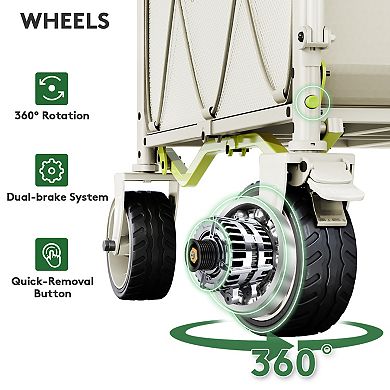 Foldable Camping Wagon with Waterproof Oxford Canopy