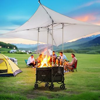 Foldable Camping Wagon with Waterproof Oxford Canopy