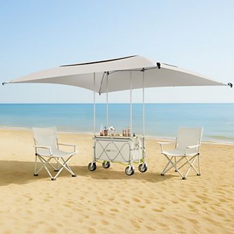 Foldable Camping Wagon with Waterproof Oxford Canopy