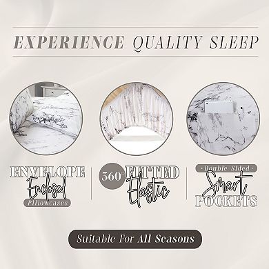 Elegant Comfort Luxury Soft Marble Printed Pattern Bed Sheet Set