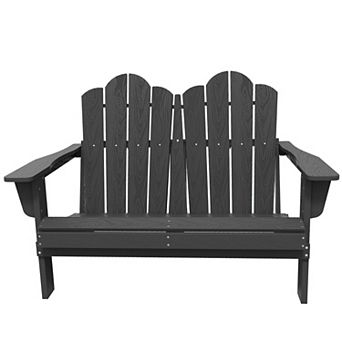 Outdoor Patio HDPE Foldable Loveseat, Double Adirondack Armchair