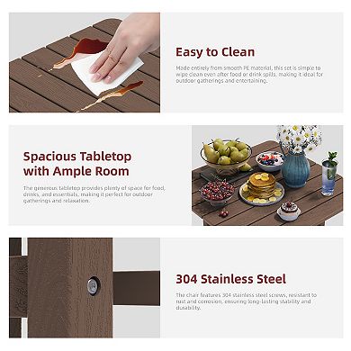 3-Piece HDPE Outdoor Patio Bar Table and Chair Set, 2 Bar Stools & A Bar Table