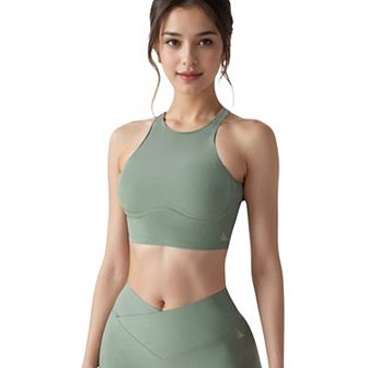 Women's Ribbed Racerback Athletic Fit Sports Bra