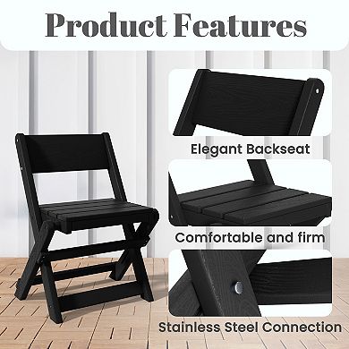 Outdoor Patio HDPE Bistro Table & Chair 3 pc Set, Waterproof & Foldable