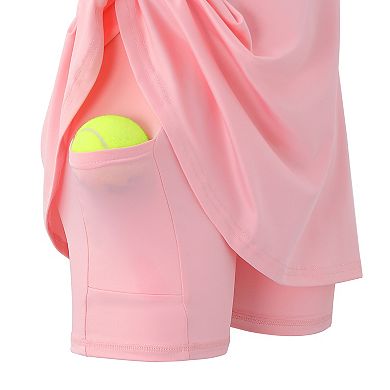 Kids Girls Tennis Golf Dress Sleeveless Dress with Pockets Athletic Skorts and Polo Tank Top Dress