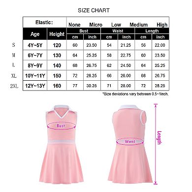Kids Girls Tennis Golf Dress Sleeveless Dress with Pockets Athletic Skorts and Polo Tank Top Dress