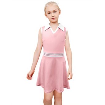 Kids Girls Tennis Golf Dress Sleeveless Dress with Pockets Athletic Skorts and Polo Tank Top Dress