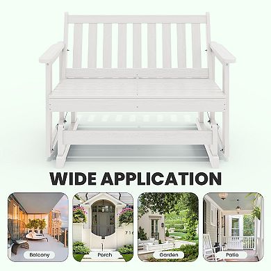 Outdoor Patio HDPE Glider Bench, Garden Rocking Bench