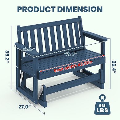 Outdoor Patio HDPE Glider Bench, Garden Rocking Bench