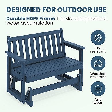 Outdoor Patio HDPE Glider Bench, Garden Rocking Bench