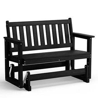 Outdoor Patio HDPE Glider Bench, Garden Rocking Bench