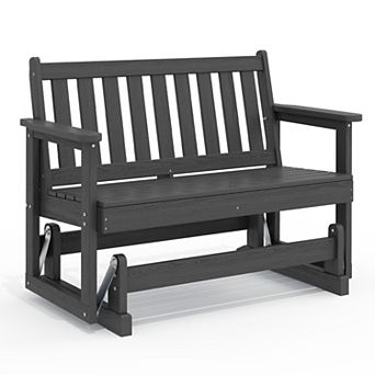 Outdoor Patio HDPE Glider Bench, Garden Rocking Bench