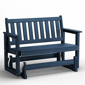 Outdoor Patio HDPE Glider Bench, Garden Rocking Bench