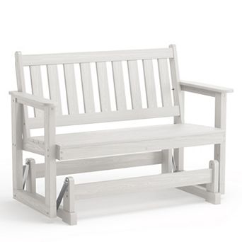 Outdoor Patio HDPE Glider Bench, Garden Rocking Bench
