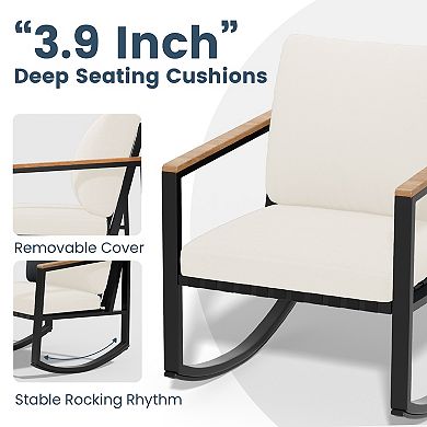 4-Piece Patio Conversation Set with Cushions Rocking Chairs
